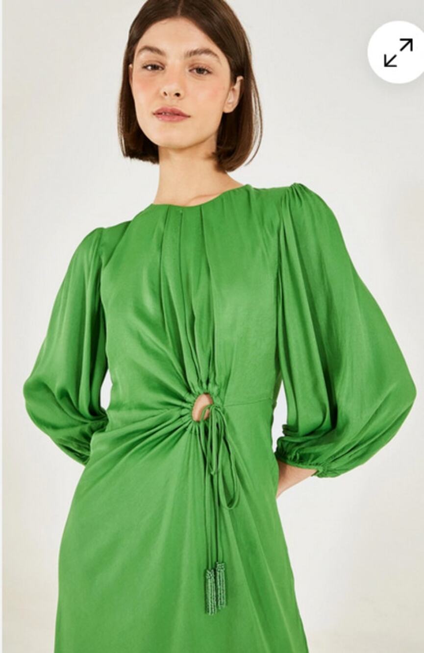 FARM RIO Front Cut Out Circle Green Midi Dress Size S NWOT